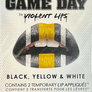 Game Day Violent Lips 💋 Black, Yellow & White Temporary Lip Tattoos | 2 Pack